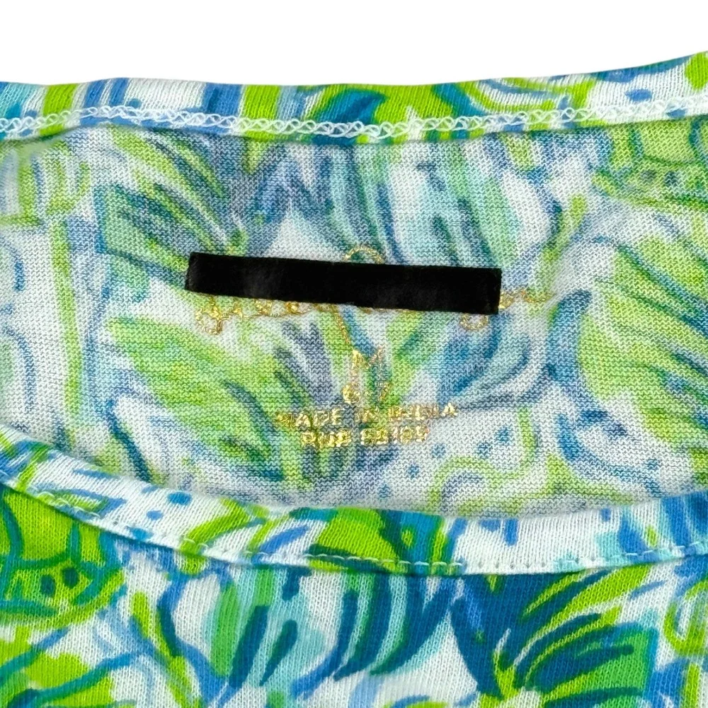 Lilly Pulitzer Girls Stassie Dress Out To‎ Play Blue Green Tropical Print Medium - Picture 8 of 10